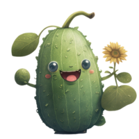 carino contento zucchine personaggio . ai generato png