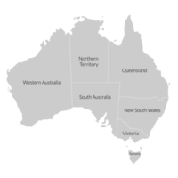 Australien Karta, grå regioner Karta png