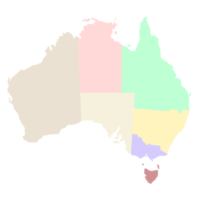 Australië kaart, kleurrijk regio kaart png