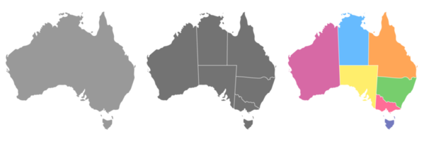 Australia map set with gray and color. png