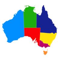 Australien Karta, färgrik område Karta png