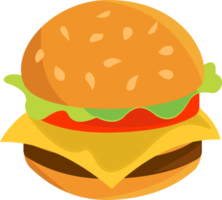 warm burger cartoon. flat design burger cartoon png