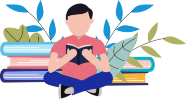 man reading a book. read a book. reading book concept. world book day png