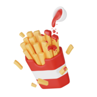 francés papas fritas 3d basura comida icono png