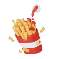 francês fritas 3d lixo Comida ícone png