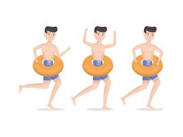 summer character vector beach cartoon tropical sea element body travel office manager body face art