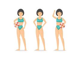 summer character vector beach cartoon tropical sea element body travel office manager body face art