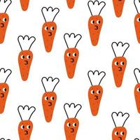 Seamless doodle funny carrots pattern. Scandinavian endless pattern with line art. vector