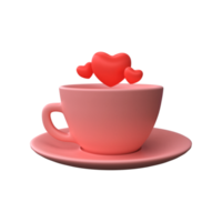 3D Cute pink coffee mug with heart png