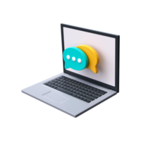 Laptop chat 3d icon. Online communication, messaging, chat png