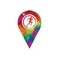 Running Man Map Marker Icon Logo Design Element. Vector Illustration.