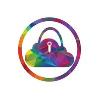 Cloud security vector logo design template. Cloud and padlock icon.