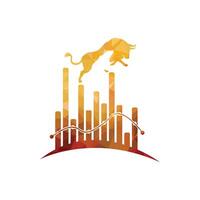 Graph Bull and bear vector logo design template. Bull and bear graph icon.