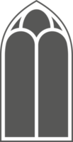 Gothic window. Vintage stained glass church frame. Element of traditional European architecture png