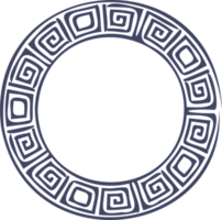 cirkel grekisk ram. runda slingra sig gräns. dekoration element mönster png