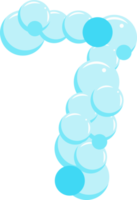 jabón burbuja número 7. Siete agua jabonaduras cifra. dibujos animados fuente png