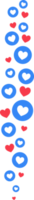 Flying hearts stream. Love likes emotions png