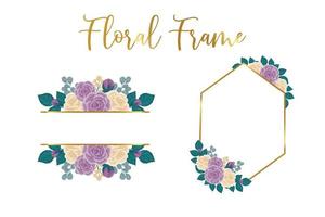 Floral Frame Rose Flower Design Template, Digital watercolor hand drawn vector