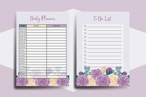 Planner To Do List Rose Flower Design Template vector