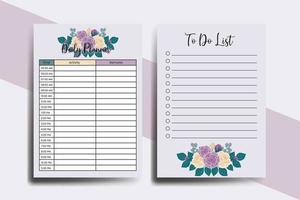 Planner To Do List Rose Flower Design Template vector