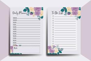 Planner To Do List Rose Flower Design Template vector