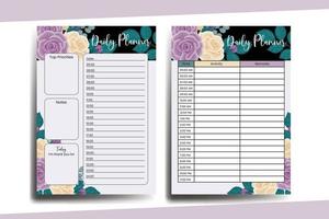 Planner To Do List Rose Flower Design Template vector