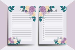 To do list Planner template Rose Flower Design vector