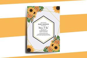 Baby Shower Greeting Card Sunflower Design Template vector