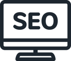 Computer icon and Search engine optimization message. png
