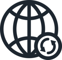 Globus Symbol mit Drehung Pfeil. png