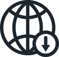 Globe icon with Arrow down. png