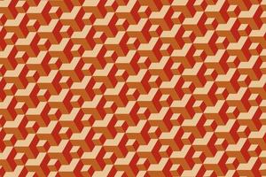 3d polygonal cube seamless pattern vector. Isometric orange blocks geometric background. vector