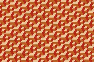 3d polygonal cube seamless pattern vector. Isometric orange blocks geometric background. vector