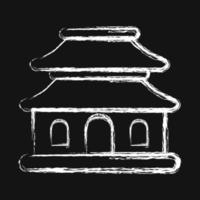 icono pagoda. edificio elementos. íconos en tiza estilo. bueno para huellas dactilares, web, carteles, logo, sitio plan, mapa, infografía, etc. vector