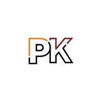 Abstract letter PK logo design with line connection for technology and digital business company. vector