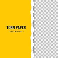 Yellow torn paper with soft shadow vector