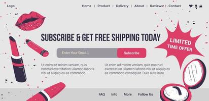 Subscribe and get free shipping today, website vector