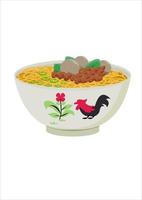 noodles in a bowl vector