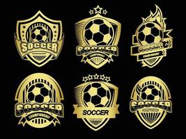 Group of golden soccer logo or label set vector