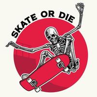 badge design with skull doing trick using skateboard vector
