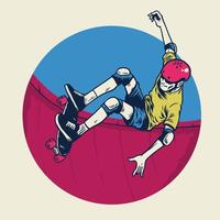 vintage illustration skater vector