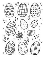 Set of cute decorated Easter eggs isolated on white background. Vector hand-drawn illustration in doodle style. Perfect for holiday designs, cards, logo, decorations.