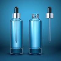 Blue skincare blank droplet bottle set in 3d illustration vector