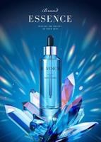 Elegant essence ads with clear crystal element on glitter background in 3d illustration vector