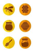 A set of icons for honey and beekeeping. vector