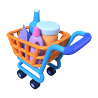 shopping carrello pieno 3d illustrazione icona png