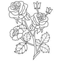 Set of different flower line on white background. Flowers drawing with line-art on white backgrounds. vector