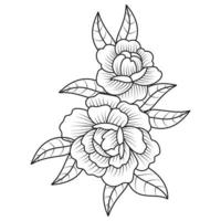 Set of different flower line on white background. Flowers drawing with line-art on white backgrounds. vector