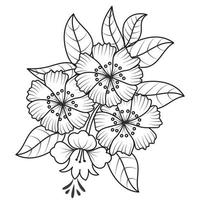 Set of different flower line on white background. Flowers drawing with line-art on white backgrounds. vector