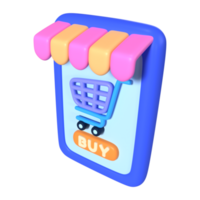 Handy, Mobiltelefon Einkaufen 3d Illustration Symbol png